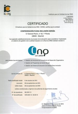 Ver Certificado Norma ONG Calidad (versión 5)