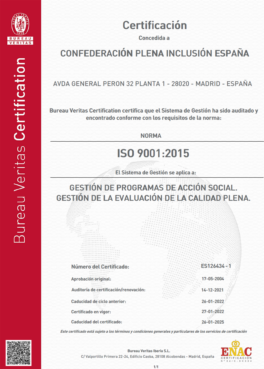 Portada del certificado ISO 22-25