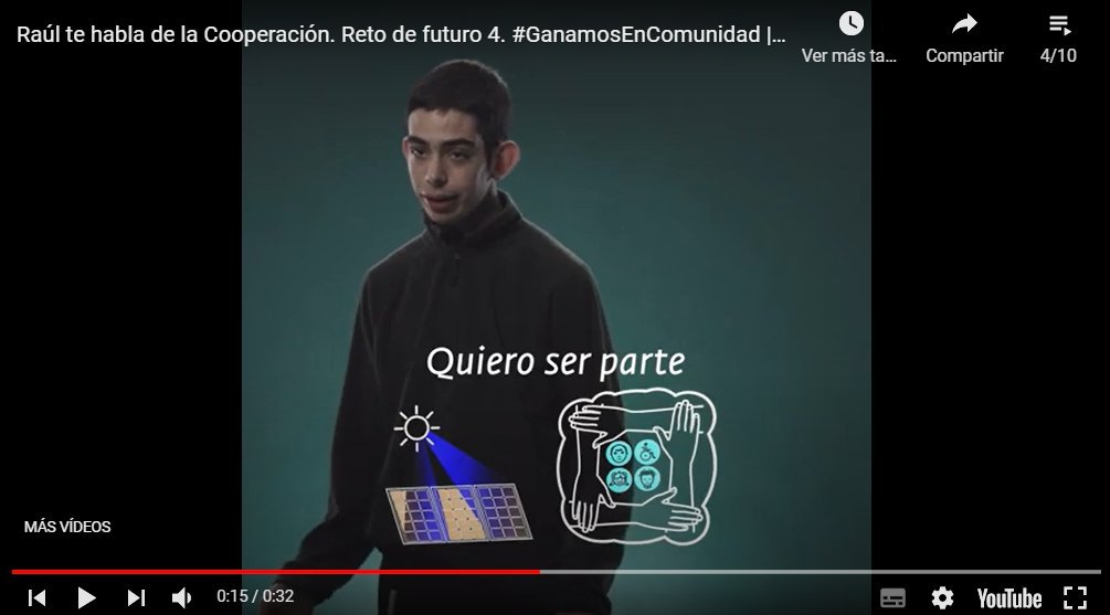 Raúl se expresa y salen subtítulos y pictogramas en el vídeo
