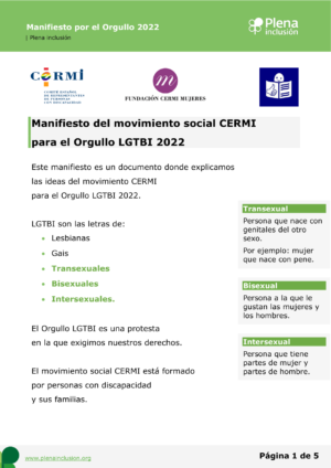 Ver Manifiesto del CERMI por el Orgullo LGTBI 2022. Lectura fácil