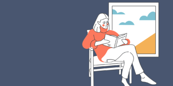 ilustración mujer leyendo