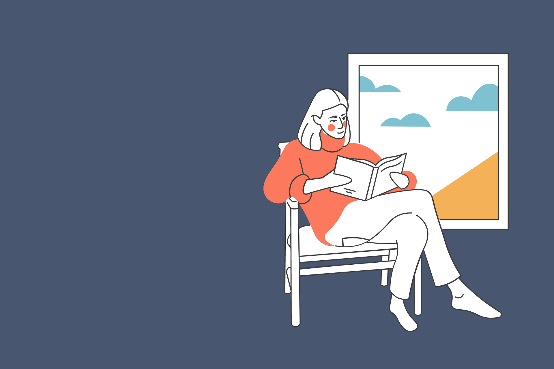 ilustración mujer leyendo