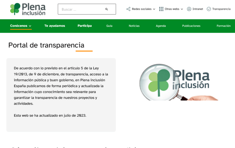 Portal de transparencia de Plena inclusión