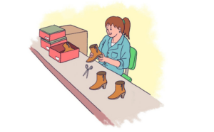 ilustración mujer trabaja en calzado